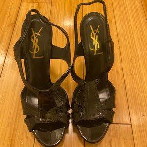 YSL Yves Saint Laurent strappy heels black
